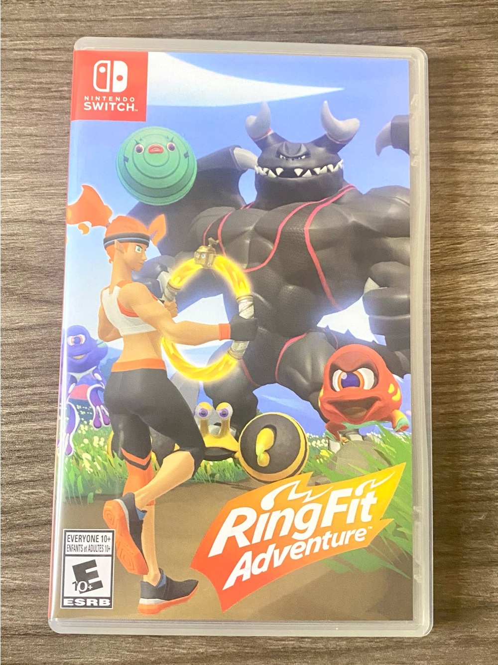 Nintendo Ring Fit Adventure Game Case with Orange, Black, Blue and Green Artwork
